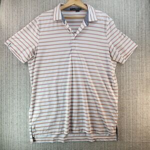 RLX Ralph Lauren Polo Shirt Mens Large White Orange Stripe Performance Golf